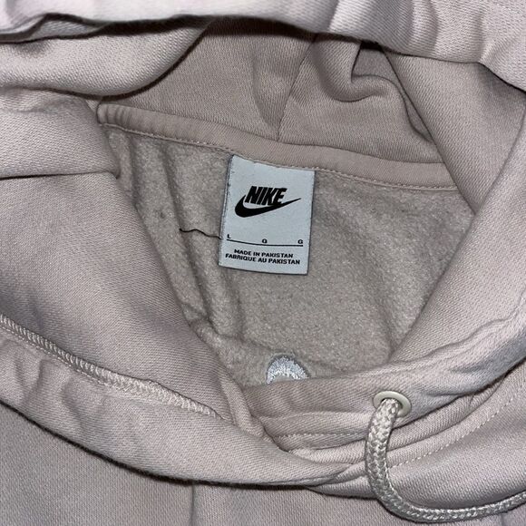 Nike Pale Beige w/ purple Taupe Tan Fleece Hooded Hoodie Sweatshirt Sweater L - Picture 4 of 10
